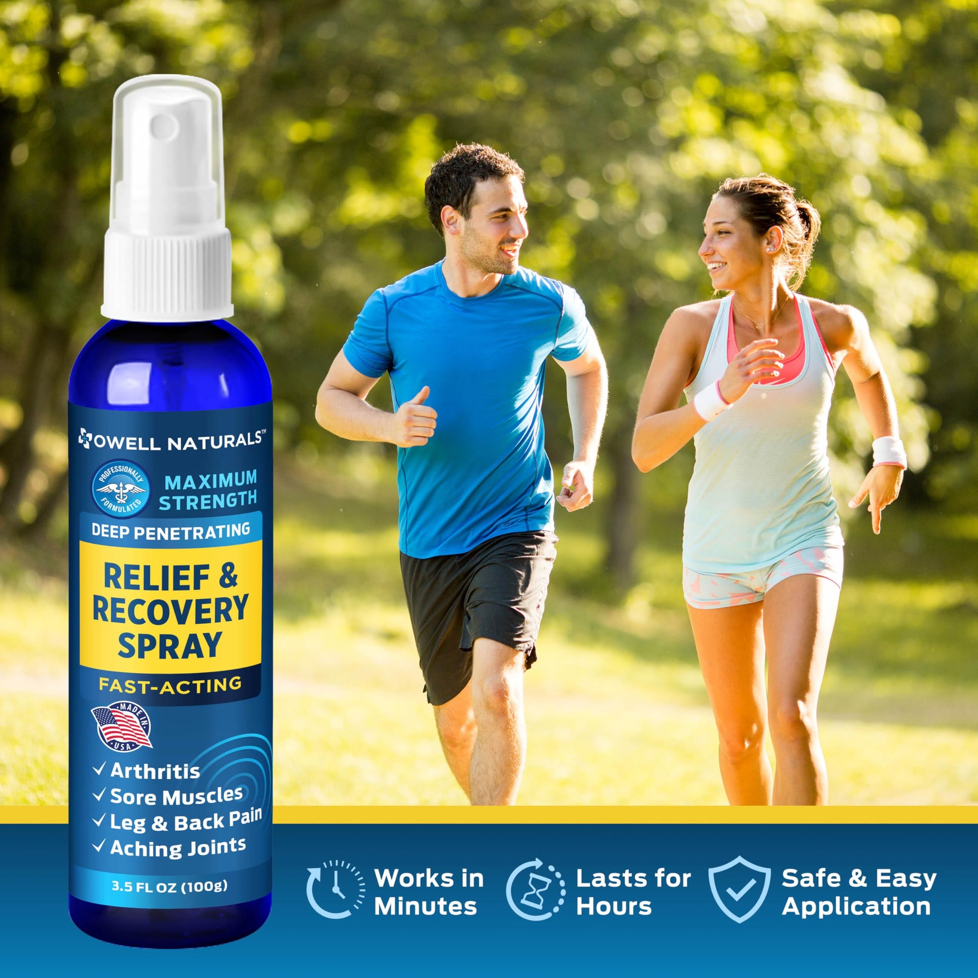 OWELL NATURALS Deep Penetrating Pain Relief Liquid Spray, Fast-Acting, Long Lasting, Natural Relief for Muscle Aches, Joint Pain, Stiffness, Quick Dry Formula, 3.5 oz Owell Naturals buy australia supplements
