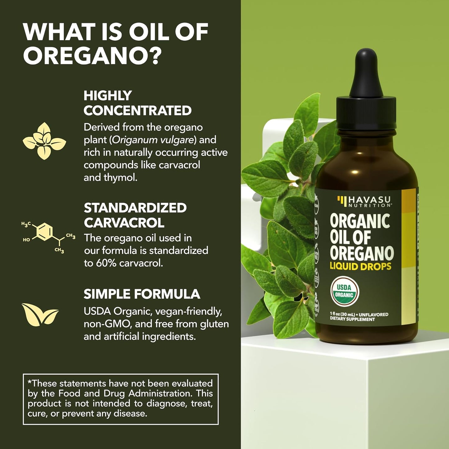 Organic Oil of Oregano Drops, 200 Servings, 1 Fl Oz High Strength Carvacrol | Oregano Oil Liquid Drops for Daily and Seasonal Immune Support, 6 Month Supply, Alcohol Free, Non-GMO, USDA Certified, Vegan Gsupps Australia
