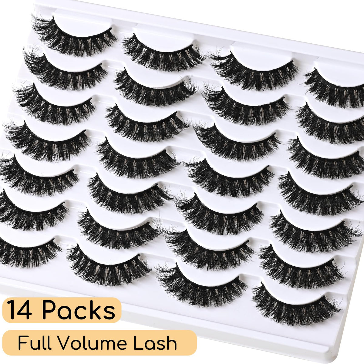 APCYUST Lashes Volume Mink Eyelashes 14 Pairs Cateye Lash Strips Wispy Cat Eye Lashes Natural Look Short Thick Fluffy False Strip Eyelash Full Small Fake Lashes Pack Black Pestañas Postizas for Women APCYUST