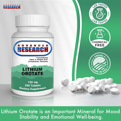 NCI Advanced Research Dr. Hans Nieper Lithium Orotate 5mg, 200 Count, Lab Tested, Non-GMO, Gluten Free, Vegan Friendly NCI Advanced Research