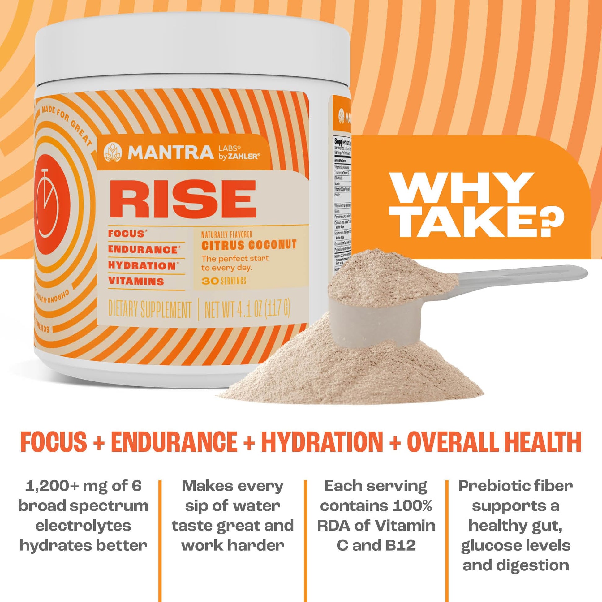 Zahler Mantra Rise, The Energy and Focus Supplement, Citrus Coconut Flavored, 30 Servings. Zahler buy australia supplements