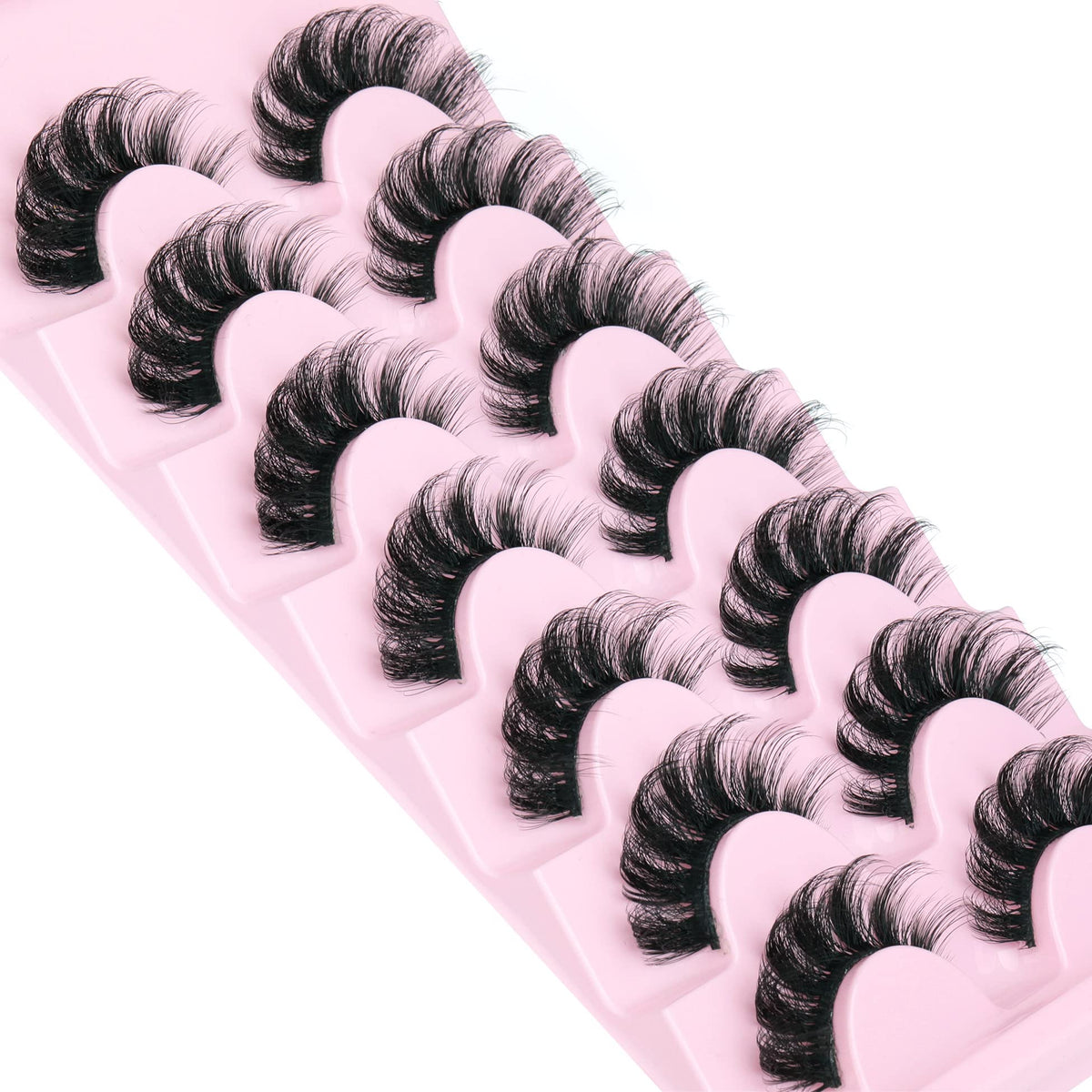 Mink Lashes Fluffy Wispy Lashes Natural Look 3D False Eyelashes D Curl Russian Strip Lashes 7 Pairs Short Fake Eyelash Pack by EYDEVRO EYDEVRO