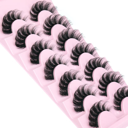 Mink Lashes Fluffy Wispy Lashes Natural Look 3D False Eyelashes D Curl Russian Strip Lashes 7 Pairs Short Fake Eyelash Pack by EYDEVRO EYDEVRO