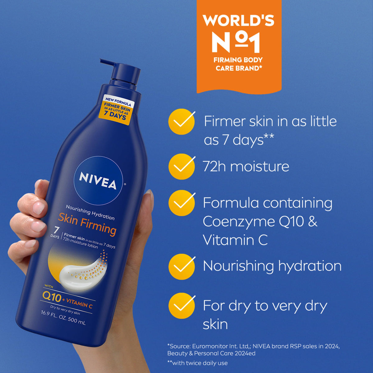 NIVEA Nourishing Hydration Skin Firming Body Lotion, 16.9 FL OZ NIVEA