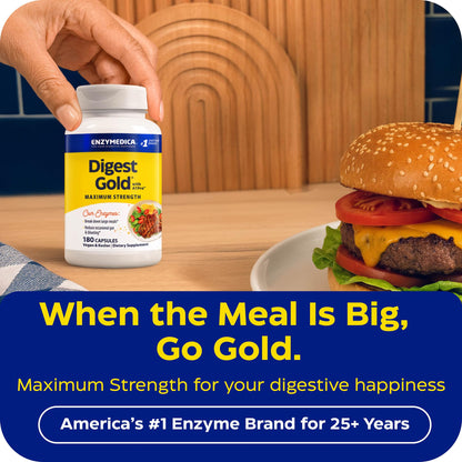 Enzymedica Digest Gold - Digestive Enzyme Supplement for Women & Men, Enzyme Capsules for Digestion, Gut Health Support, Helps Gas & Bloating, ATPro Energy Support, Enzymedica