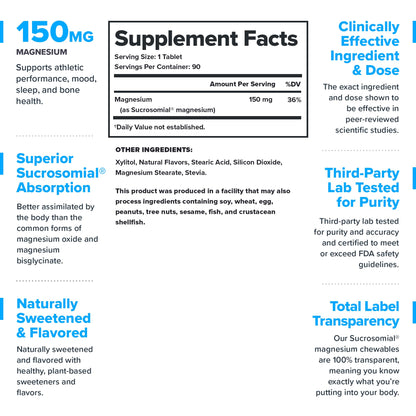 Legion Sucrosomial Magnesium Supplements - High Absorption Magnesium Supplement for Women & Men - Magnesium Mineral Supplements to Help Boost Athletic Performance & Overall Health - 120 Servings