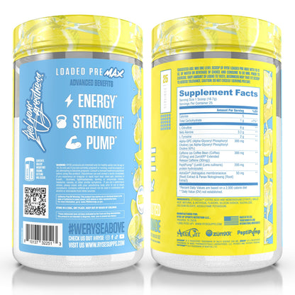 Ryse Loaded Pre Max Pre Workout Powder - Orange Cream - 300mg Dual-Phase Caffeine for Sustained Energy for Men & Women - L-Citrulline, PeptiPump & Alpha-GPC for Power, Pumps & Focus - 25 Servings
