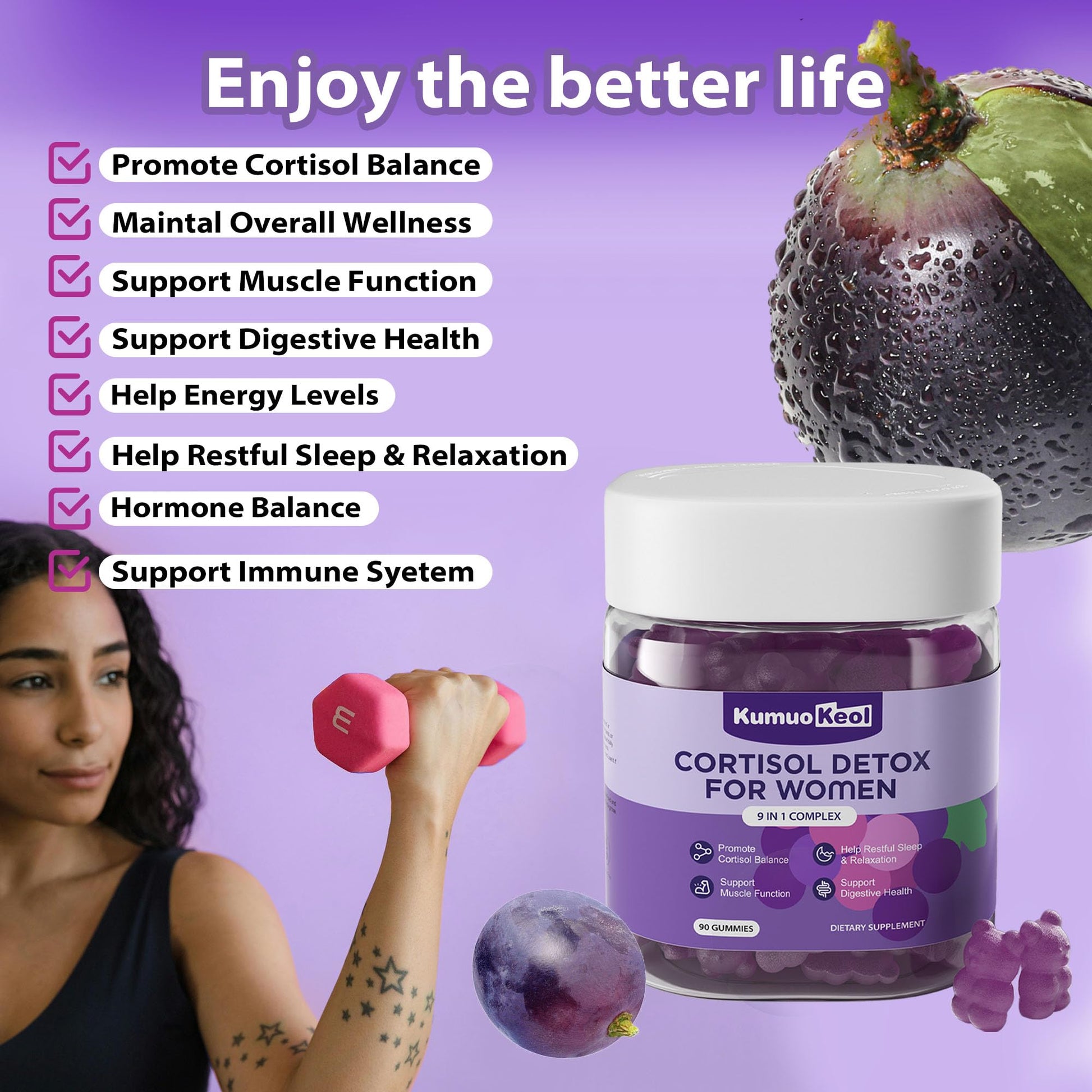 Cortisol Supplements for Women, Lower Cortisol for Women, Cortisol Gummies with Ashwagandha, Magnesium, L-Theanine, Phosphatidylserine, Vitamin, Relaxation, Focus, Sugar-Free, Vegan, 90 Count KumuoKeol buy australia supplements