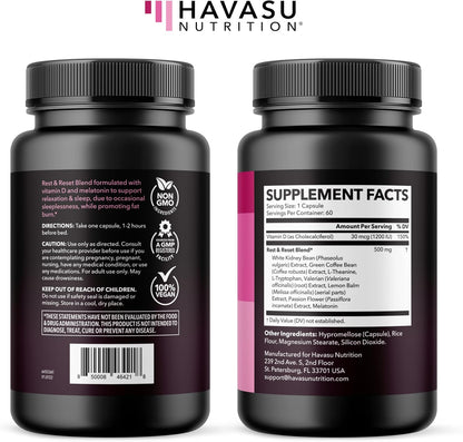 Night Time Fat Burner for Women, Belly Fat & Weight Loss Support, 60 Count | Appetite Suppressant and Overnight Metabolism Booster with Melatonin for Women, Vegan, Gluten Free, 60 Servings Gsupps Australia
