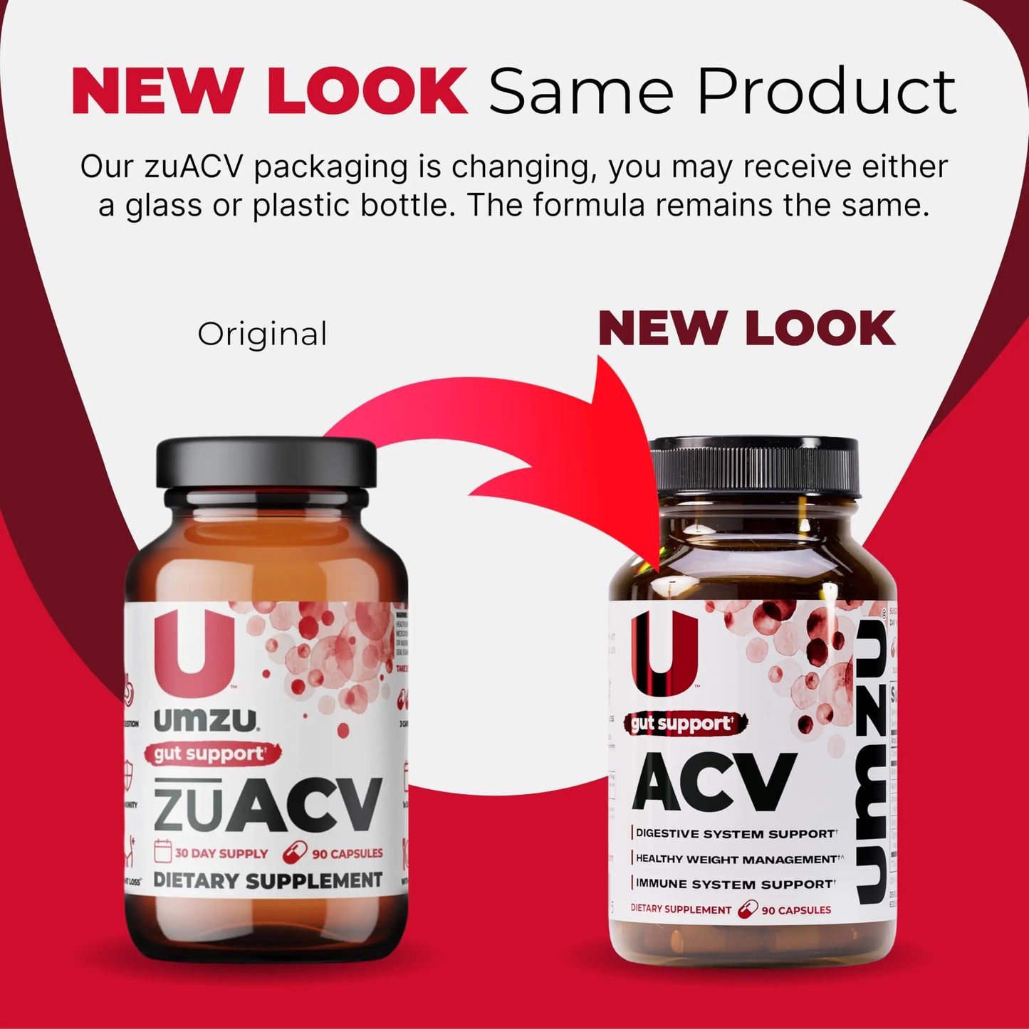 UMZU zuACV Apple Cider Vinegar + Prebiotics Supplement, (30 Day Supply) – ACV & Inulin Fiber Blend – Gut Health Support with ACV Capsules UMZU