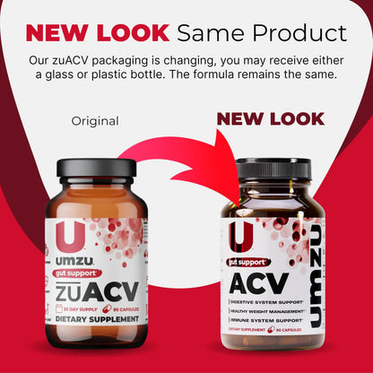 UMZU zuACV Apple Cider Vinegar + Prebiotics Supplement, (30 Day Supply) – ACV & Inulin Fiber Blend – Gut Health Support with ACV Capsules UMZU