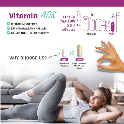 NatureGenX ADK Vitamin Supplement – Vitamins A, D3 & K2 MK-7 for Bone Health & Calcium Absorption – Gluten-Free, Non-GMO, Soy-Free NatureGenX