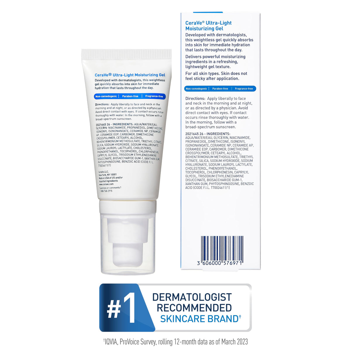 CeraVe Ultra-Light Moisturizing Gel, Niacinamide Face Moisturizer, 1.75oz CeraVe