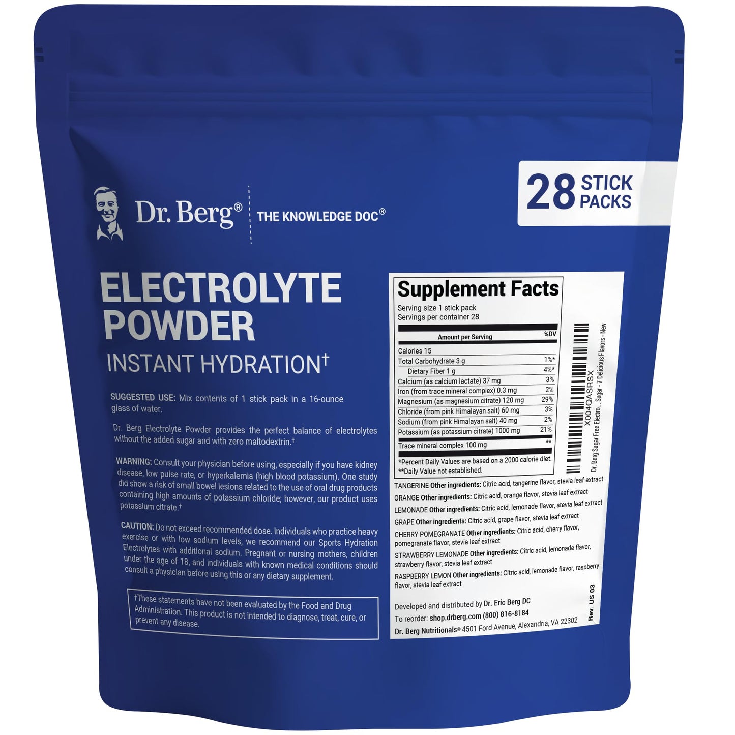 Dr. Berg Sugar Free Electrolyte Powder Packets (Variety Pack) - Daily Electrolyte Drink Mix - 28 Total Hydration Pouches Sugar Free Dr. Berg Nutritionals