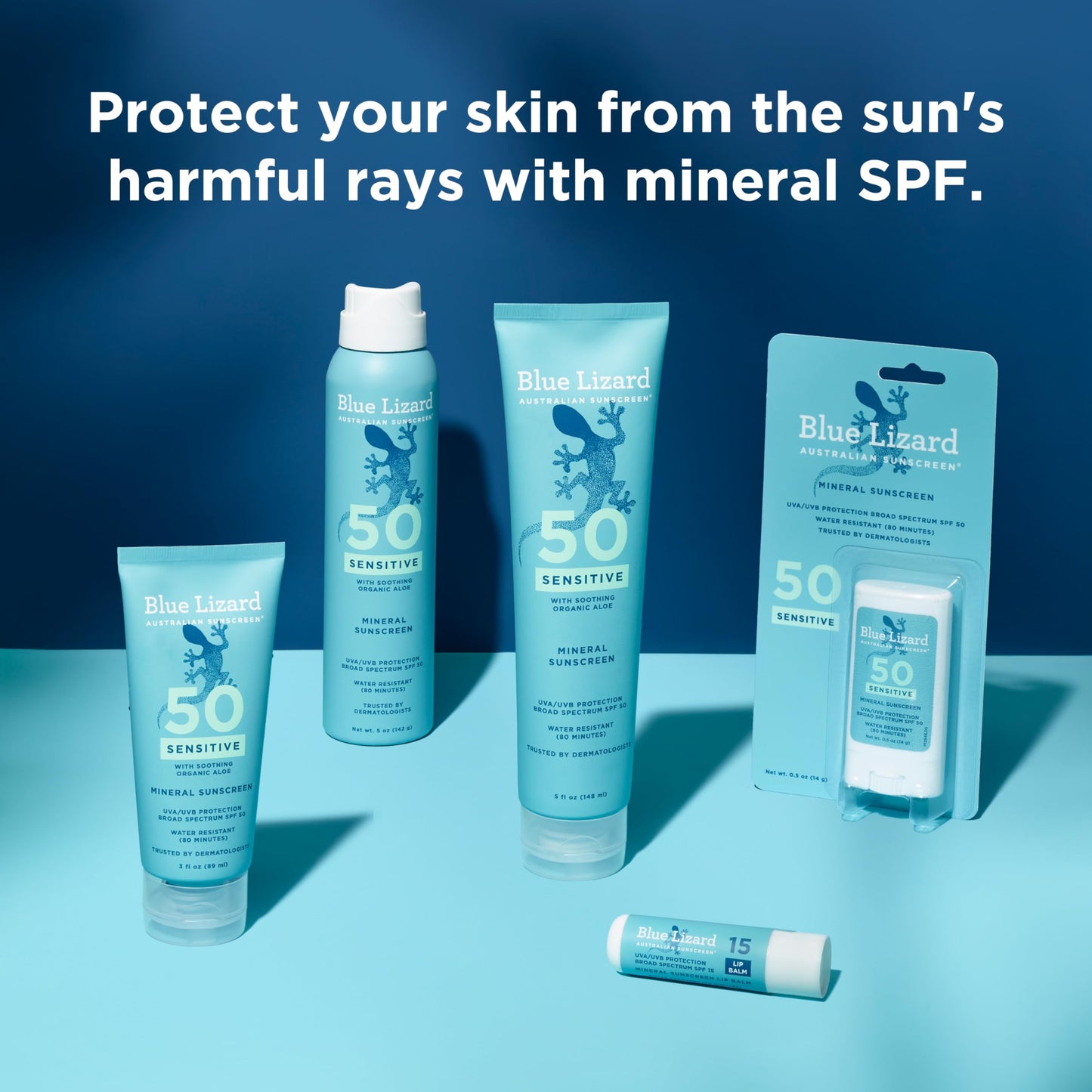 BLUE LIZARD Mineral SPF 15 Lip Balm, 3-Pack: Broad Spectrum Sun Protection, Natural Coconut Flavor, 8 Natural Oils BLUE LIZARD