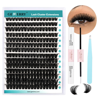 GEMERRY DIY Lash Clusters Kit 80D Bond Seal 280 PCS D Curl 10-18MIX GEMERRY