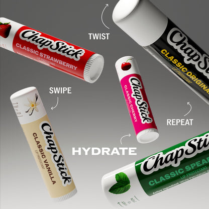 ChapStick Lip Care Set, Classic Collection 3-Pack – Spearmint, Cherry, and Strawberry Lip Balm, 0.15 Oz Ea ChapStick