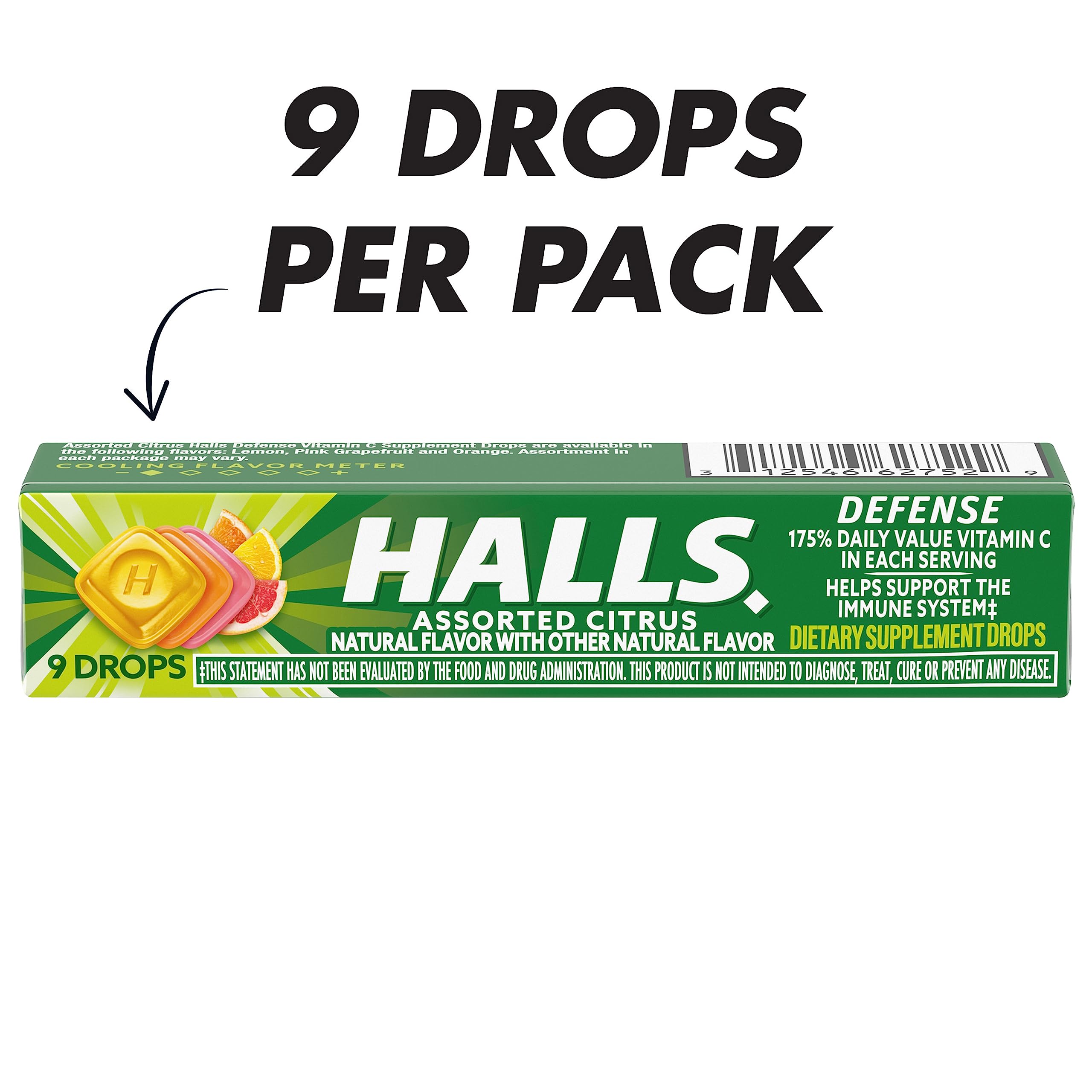 HALLS Defense Assorted Citrus Vitamin C Drops, 20 Sticks of 9 Drops (180 Total Drops) HALLS buy australia supplements