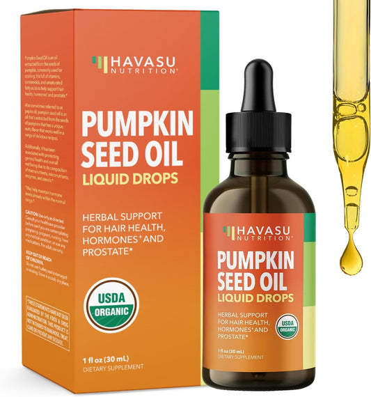 Organic Pumpkin Seed Oil Cold-Pressed, USDA Certified, Unflavored, 1 Fl Oz | Vegan, Non-GMO Pumpkin Seed Liquid Drops for Men and Women, Hair Health, Hormone Balance, and Prostate Health, 2-Month Supply Gsupps Australia