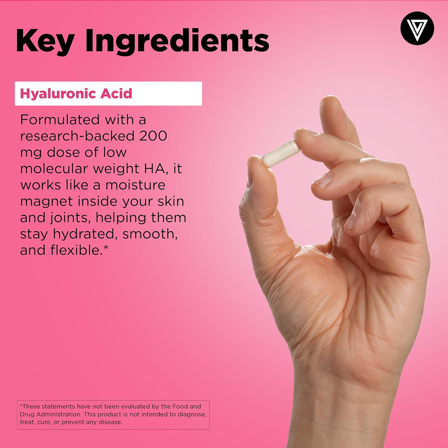 Vital Vitamins Hyaluronic Acid Supplements, 60 Capsules | 200mg Low Molecular Weight HA, Supports Skin Hydration, Elasticity & Joint Comfort, Vegan & Non-GMO Gsupps Australia
