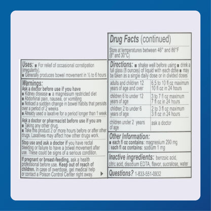 Major Magnesium Citrate Saline Laxative - Helps Relieve Occasional Constipation (Irregularity) - Lemon Flavor - 10 Fl. Oz. (1 Pack) MAJOR