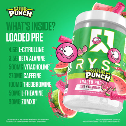 RYSE Loaded Pre Workout Powder - Strawberry Squeeze - Daily Pre-Workout for Men & Women with 390mg Caffeine, Beta Alanine, and Citrulline for Pump, Focus, and Energy - 30 Servings