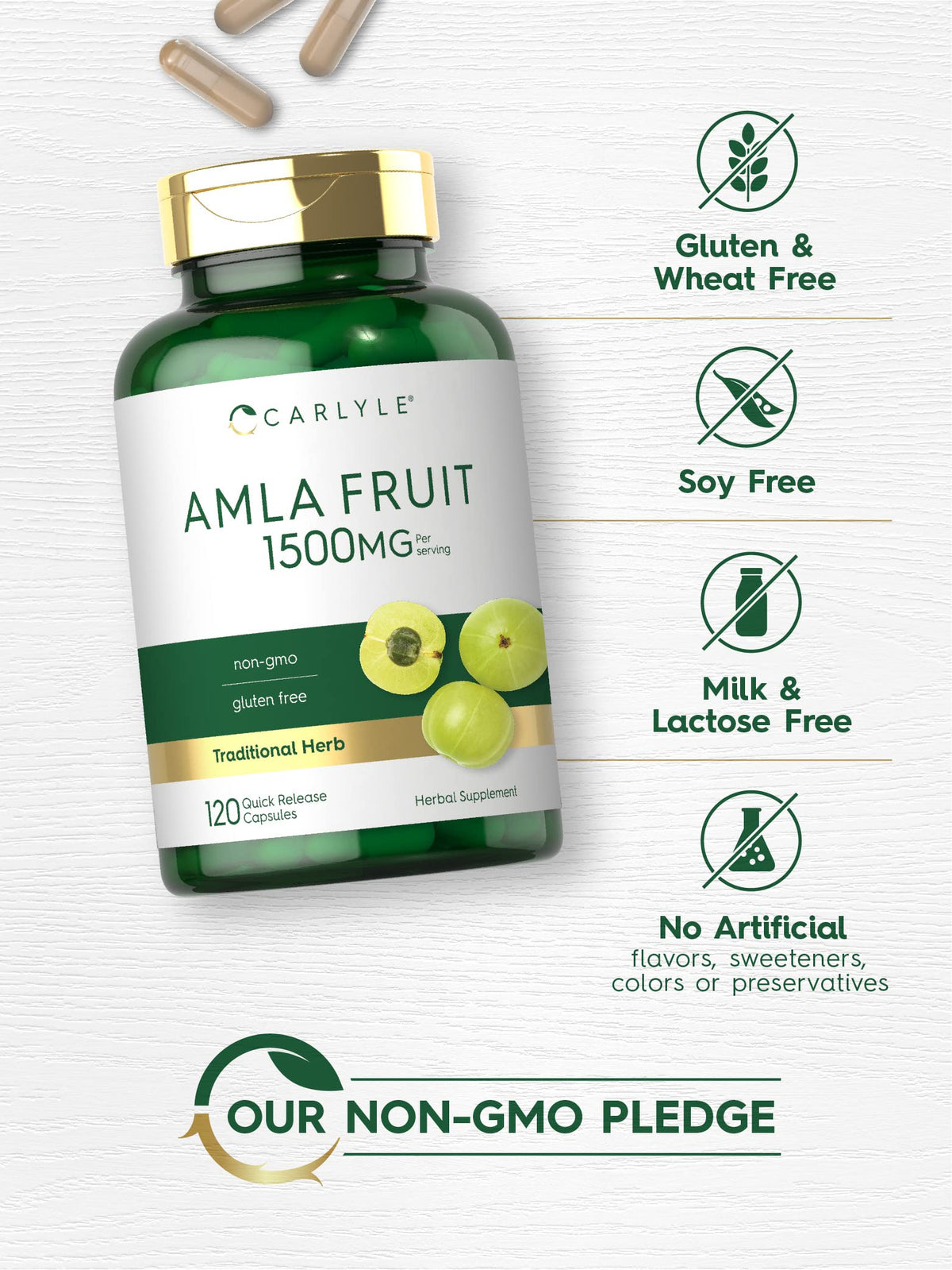 Carlyle Amla Capsules 1500mg | 120 Count | Amalaki Fruit | Herbal Extract Supplement | Non-GMO and Gluten Free Carlyle