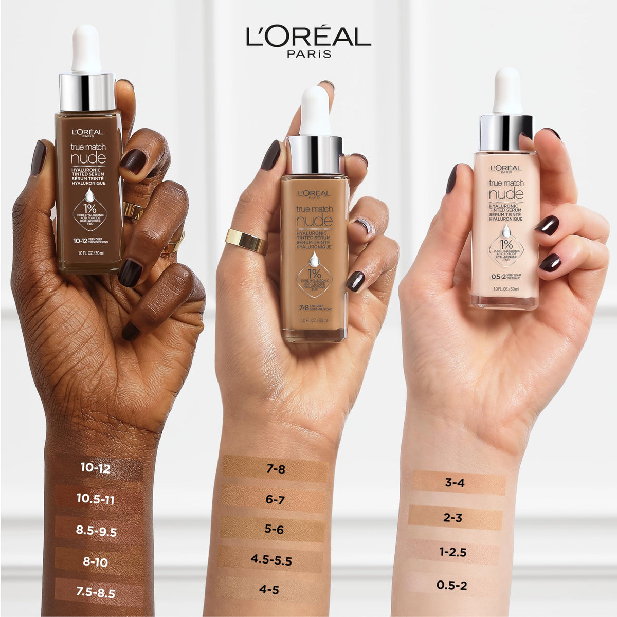 L'Oreal Paris True Match Nude Hyaluronic Tinted Serum Foundation with 1% Hyaluronic acid, Light 2-3, 1 fl. oz. L'Oreal Paris