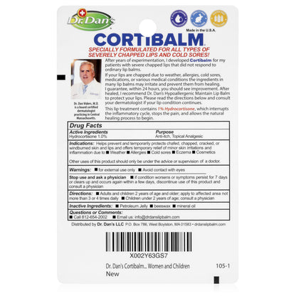 Dr. Dan's Cortibalm 3-Pack 1% Hydrocortisone Lip Balm for Dry Cracked Lips Dr. Dan's
