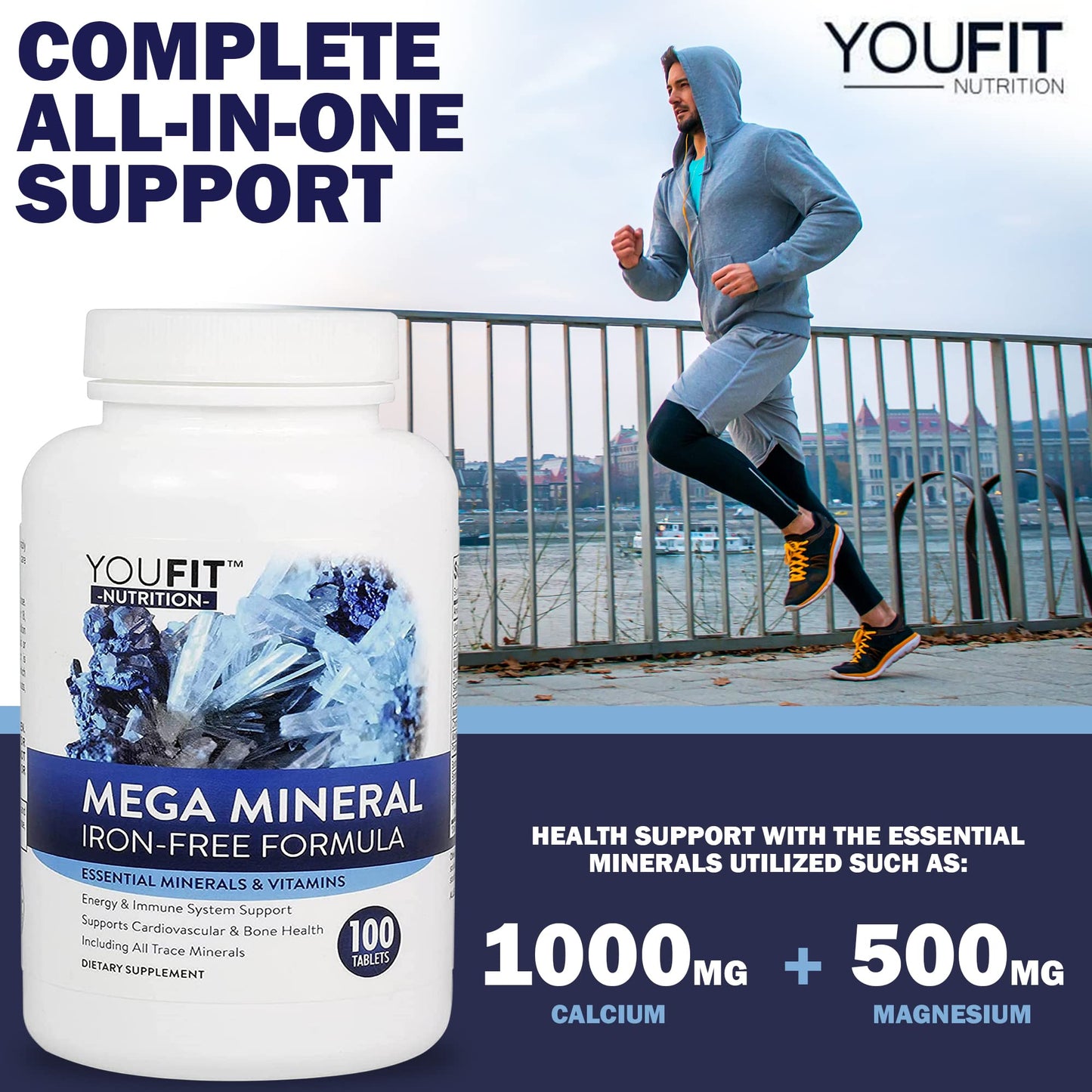 Mega Minerals Supplement by Youfit Nutrition | Trace Minerals | Premium Formula with Source of Minerals and Immune Health Support | Iron Free | All in One YouFit Nutrition