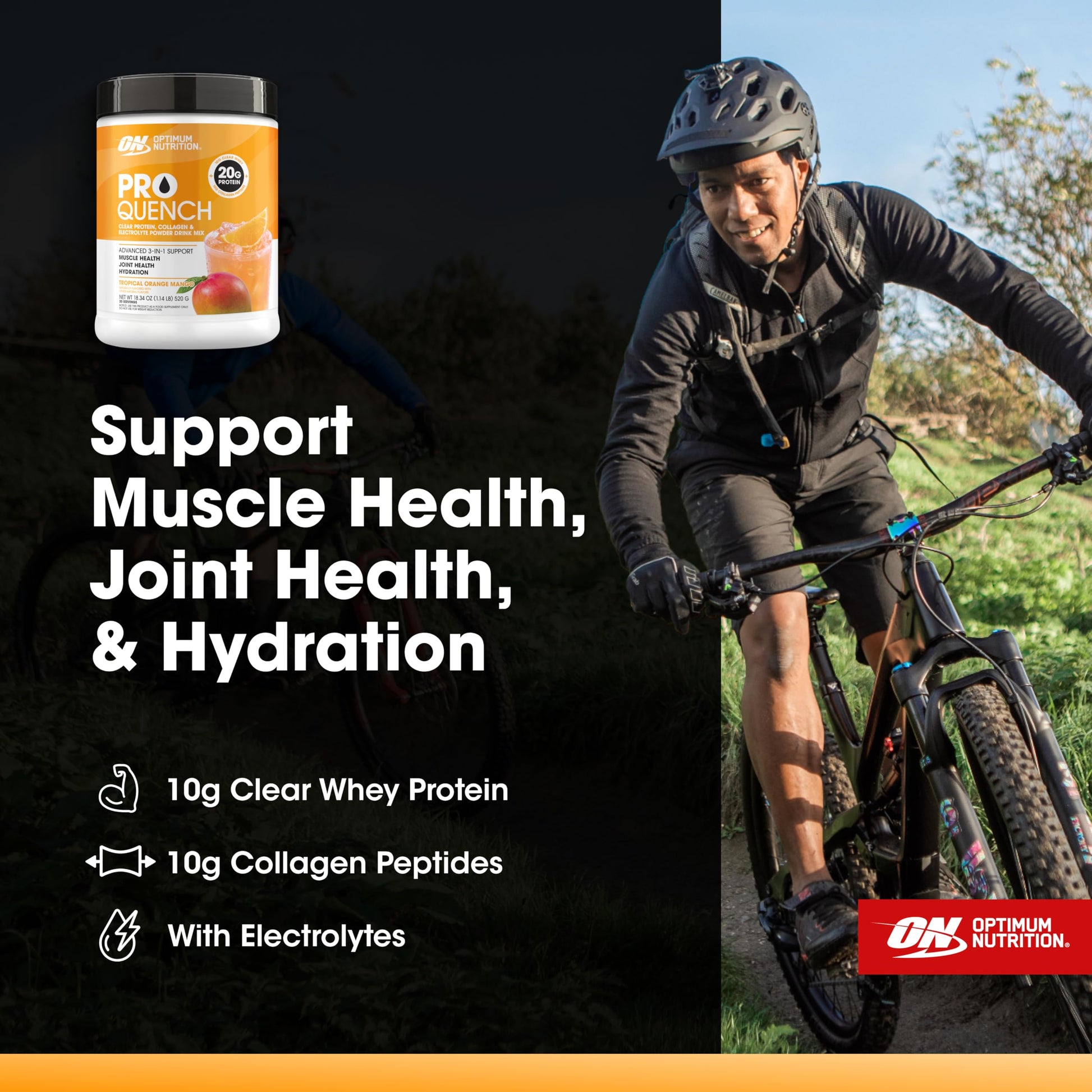 Optimum Nutrition Pro Quench, 10g Clear Protein, 10g Collagen peptides & Electrolyte Powder Drink Mix, Tropical Orange Mango, 20 Servings, Optimum Nutrition buy australia supplements