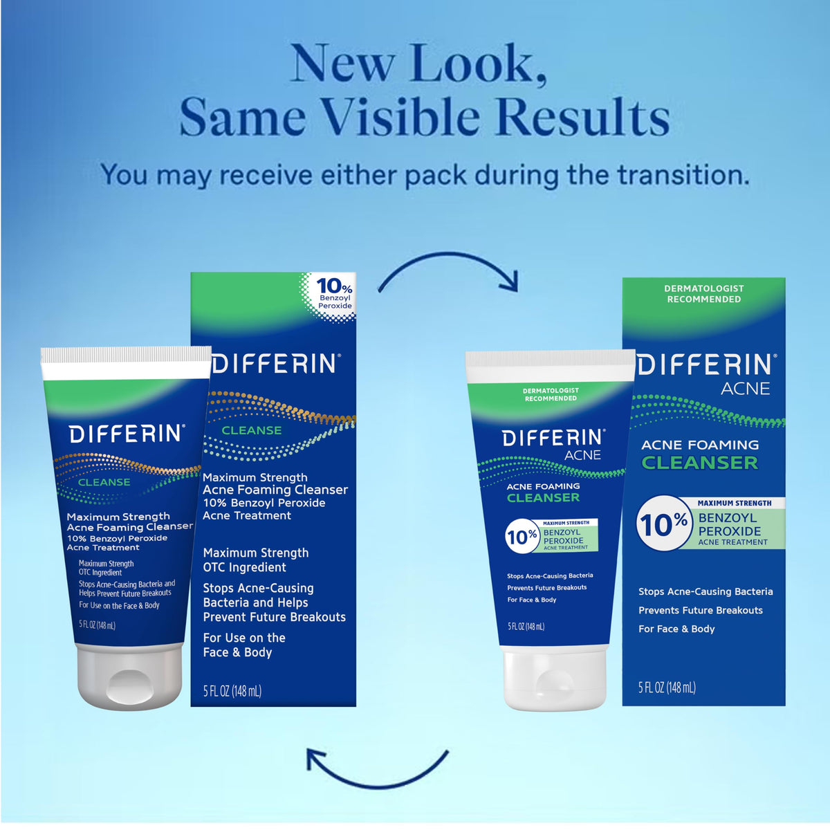 Differin Acne Foaming Face Wash, Max Strength, 10% Benzoyl Peroxide, 5oz Differin