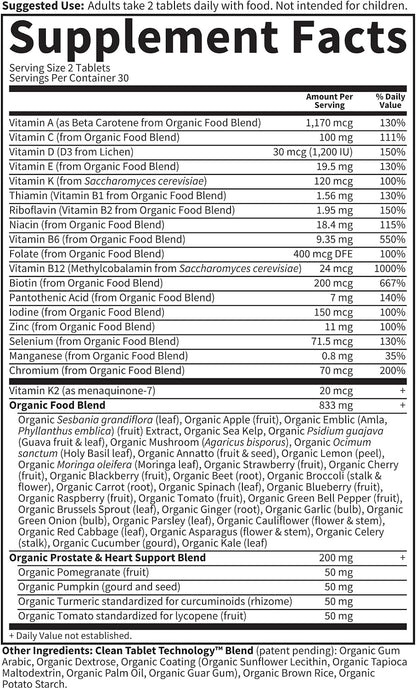 Garden of Life Organics Men's 40+ Multivitamin with Prostate Support, B12 & Vitamins – Vegan Daily Whole Food Multivitamin, Non-GMO, Certified Organic, 60 Tablets Gsupps Australia