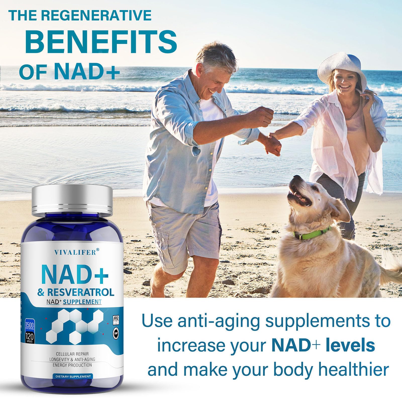 DQQI NMN Supplement Alternative 1500 mg - 120 Capsules (40 Day Supply) High Purity NAD+ & Resveratrol for Anti-Aging, Antioxidant Support, Energy & Focus Boost DQQI buy australia supplements