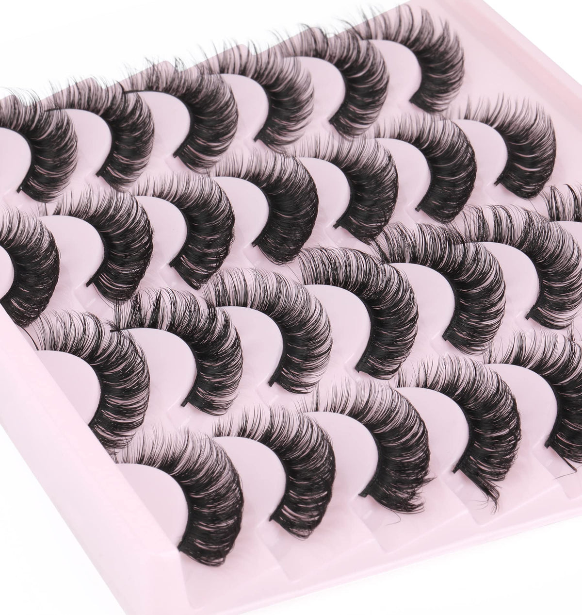 False Eyelashes Russian Strip Lashes Volume Fake Eyelashes Extension D-Curly Wispy Handmade Soft Reusable 14 Pairs Lashes Pack zanlufly