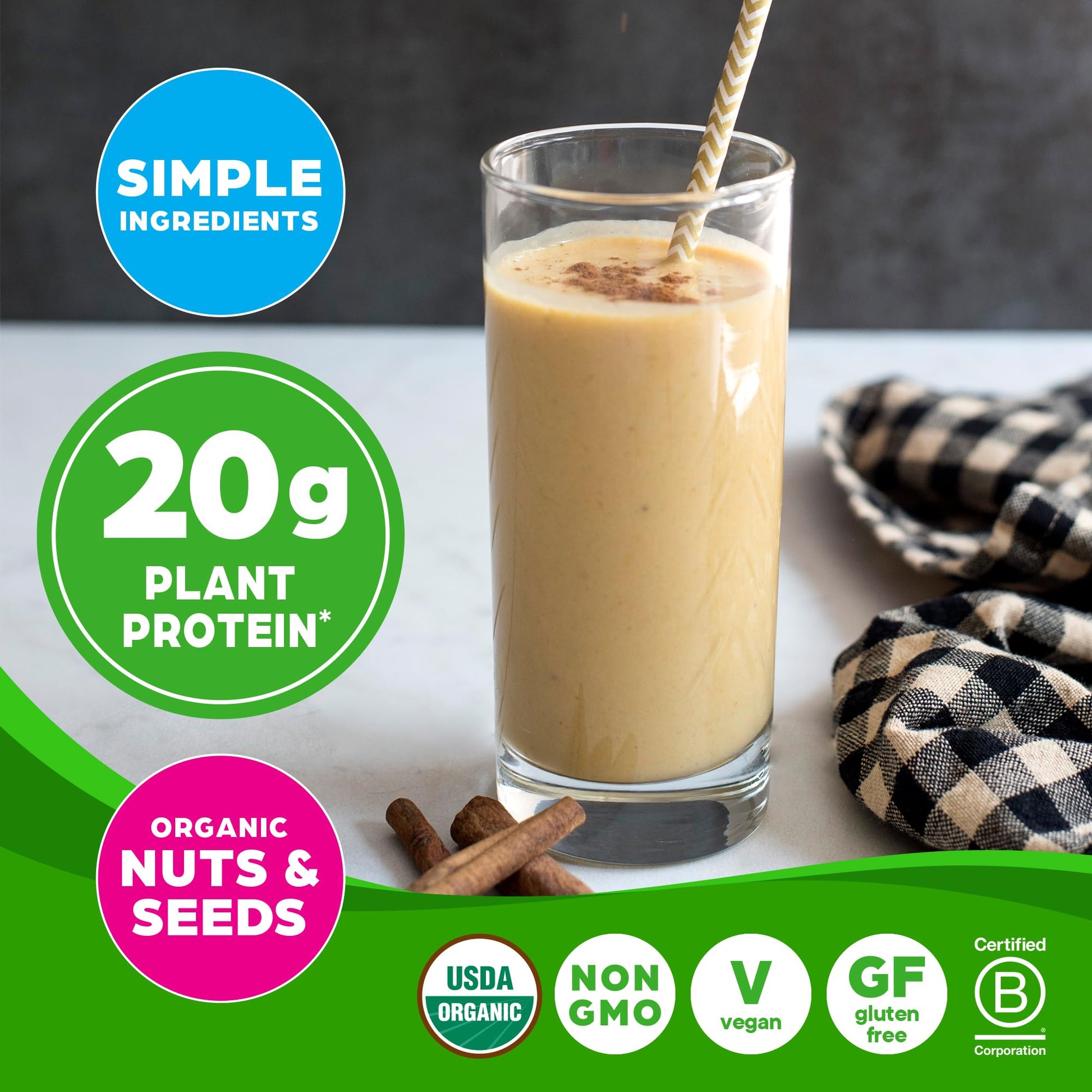 Orgain Organic Simple Vegan Protein Powder, Vanilla - 20g Plant Based Protein, Made with less Ingredients, No Artificial Sweeteners, Gluten Free, No Dairy or Lactose, 1.25 lb (Packaging May Vary) Orgain buy australia supplements