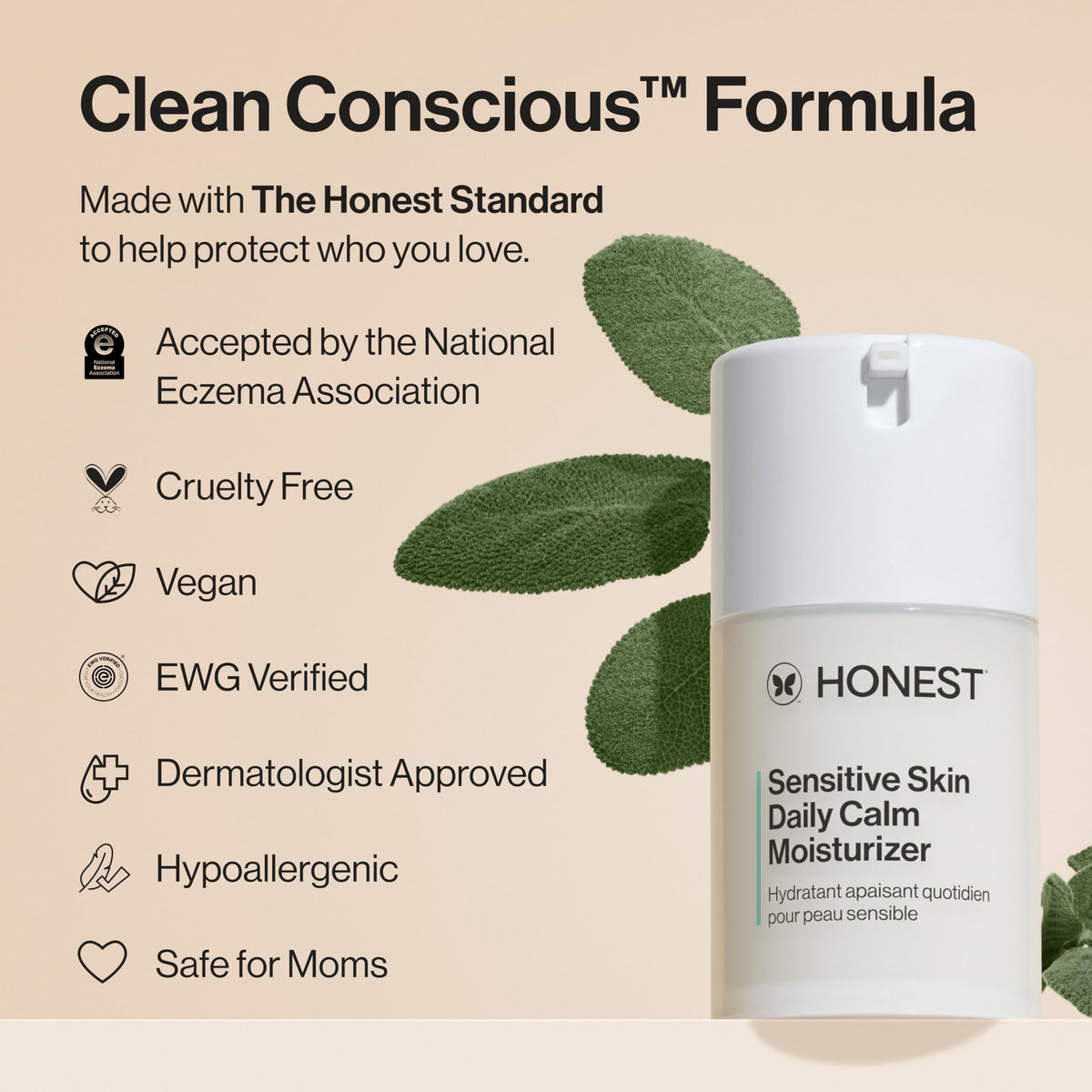 Honest Beauty Sensitive Skin Daily Calm Lightweight Moisturizer, 1.7 fl oz Honest Beauty