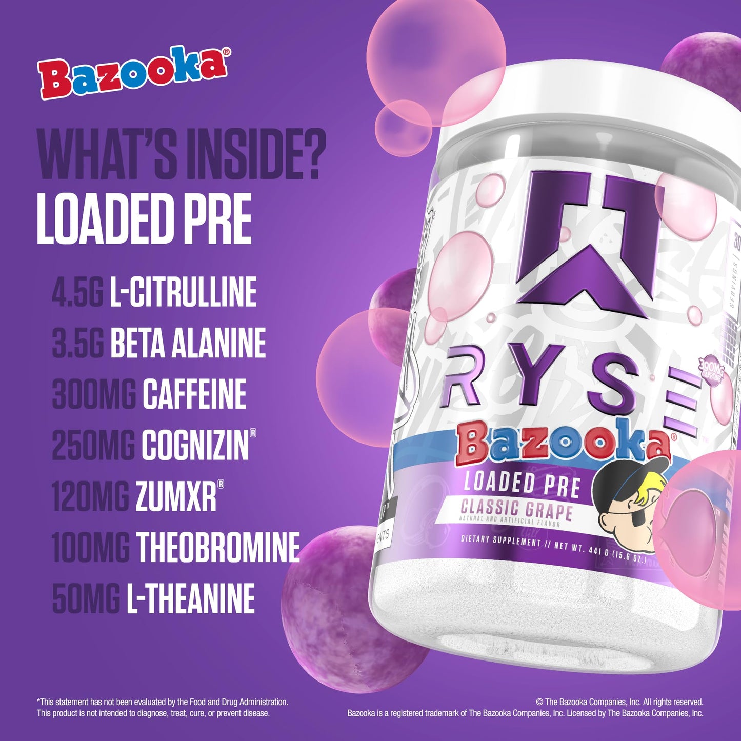RYSE Loaded Pre Workout Powder - Strawberry Squeeze - Daily Pre-Workout for Men & Women with 390mg Caffeine, Beta Alanine, and Citrulline for Pump, Focus, and Energy - 30 Servings