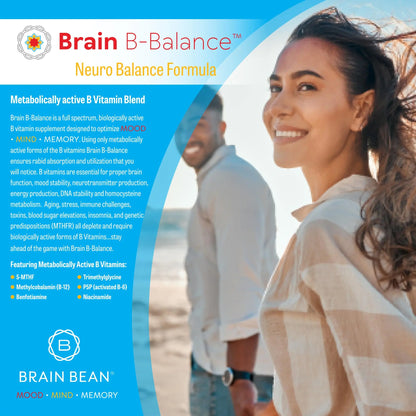 Brain B Balance: Methylated Multivitamin - Methylated B Complex Neurobalance Formula - Methylfolate Supports Mood Brain Bean