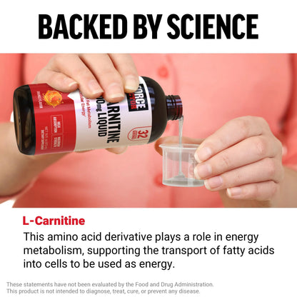 Force Factor L-Carnitine Liquid 3000mg, Maximum Strength Supplement to Support Fat Metabolism, Cellular Energy & Muscle Recovery, High Absorbing Force Factor