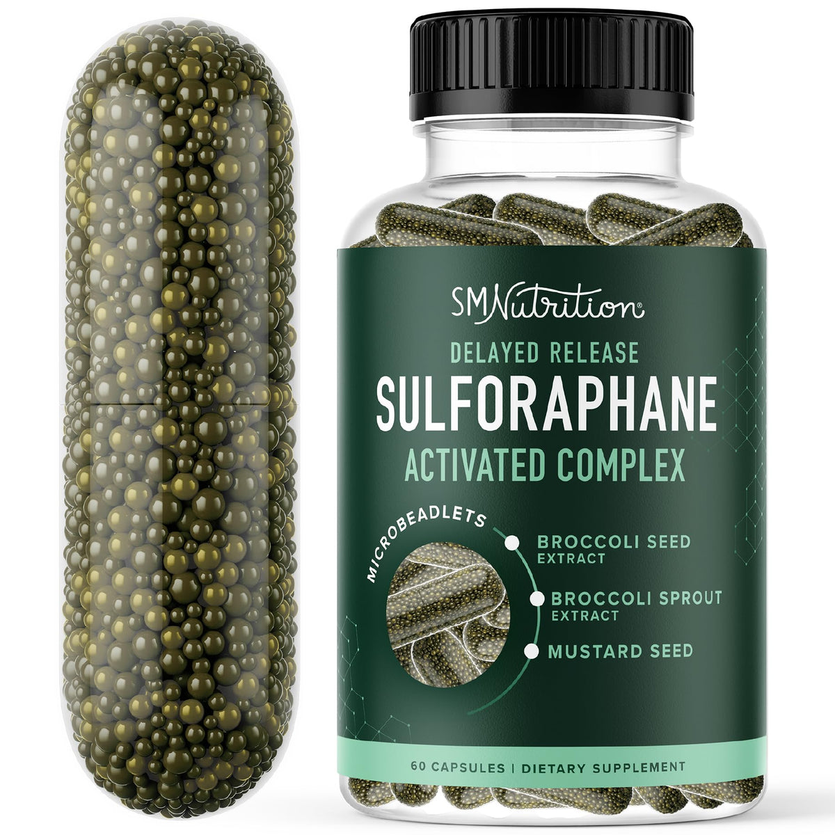 50MG Sulforaphane Supplement from Broccoli Sprouts | NRF2 Activation, Cellular Health & Immune Support | Glucoraphanin, Myrosinase & Antioxidants | Third-Party Tested SMNutrition