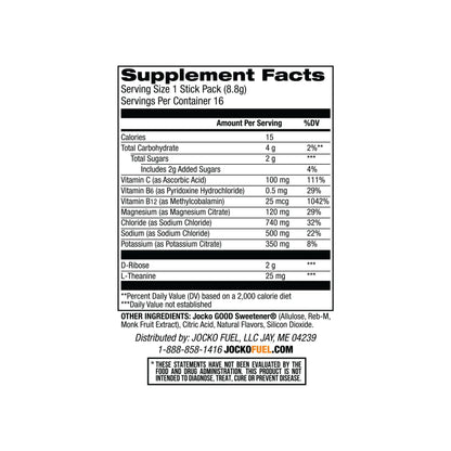 Jocko Fuel Hydrate Electrolytes Powder Packets Low Sugar - Hydration Amplifier Packets for Recovery, Dehydration, & Exercise - with Vitamins B6, B12 & C Jocko Fuel
