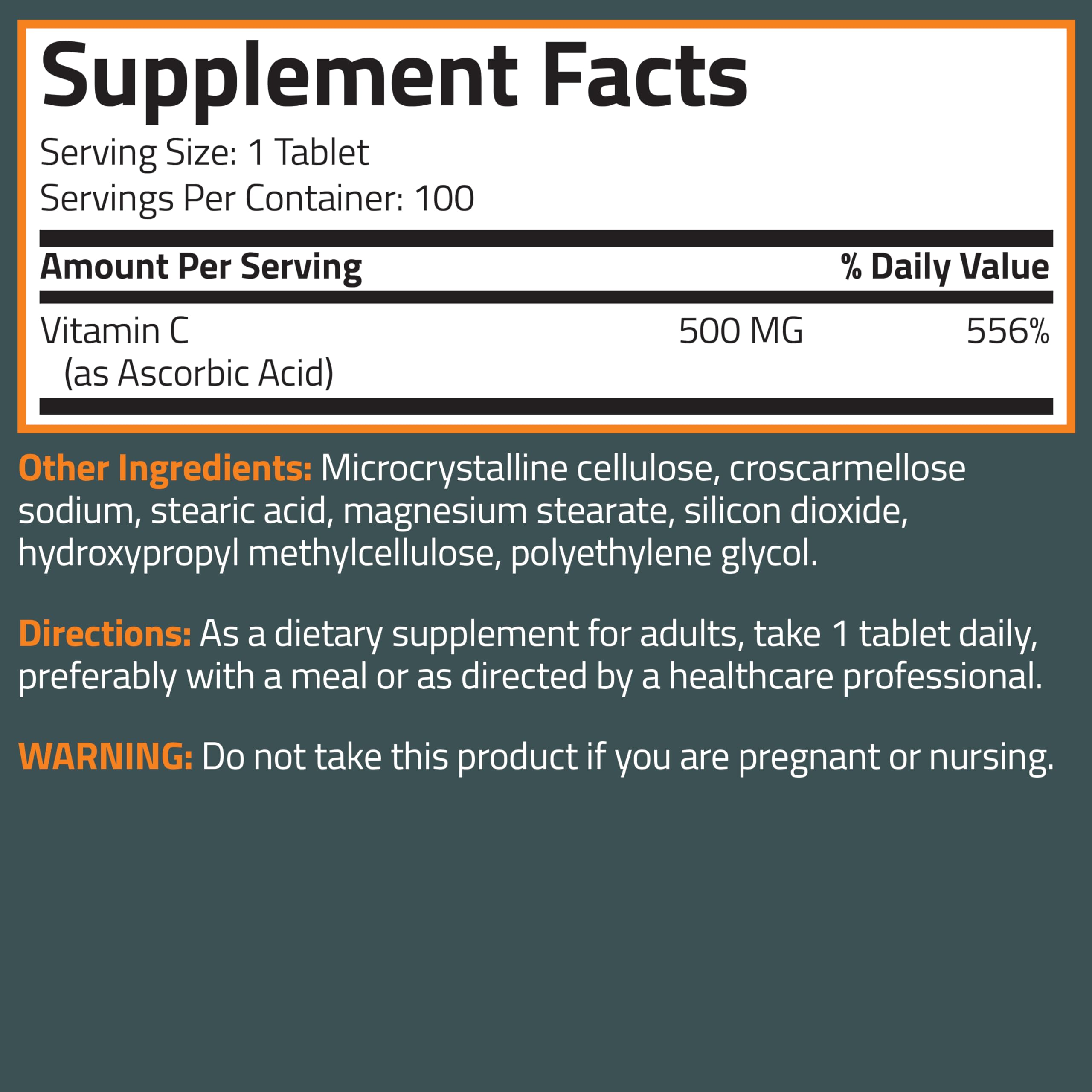 Bronson Vitamin C 500 MG Supports a Healthy Immune System & Antioxidant Protection, Non-GMO, 250 Vegetarian Tablets