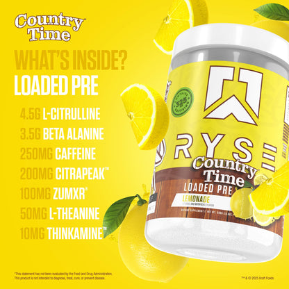 RYSE Loaded Pre Workout Powder - Strawberry Squeeze - Daily Pre-Workout for Men & Women with 390mg Caffeine, Beta Alanine, and Citrulline for Pump, Focus, and Energy - 30 Servings