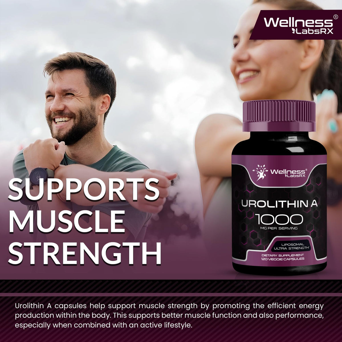 Urolithin A Supplement Capsules 1,000mg (98.9% Pure) – Advanced Urolithin A+ Formula for Cellular Renewal & Mitochondrial Support WELLNESS LABSRX