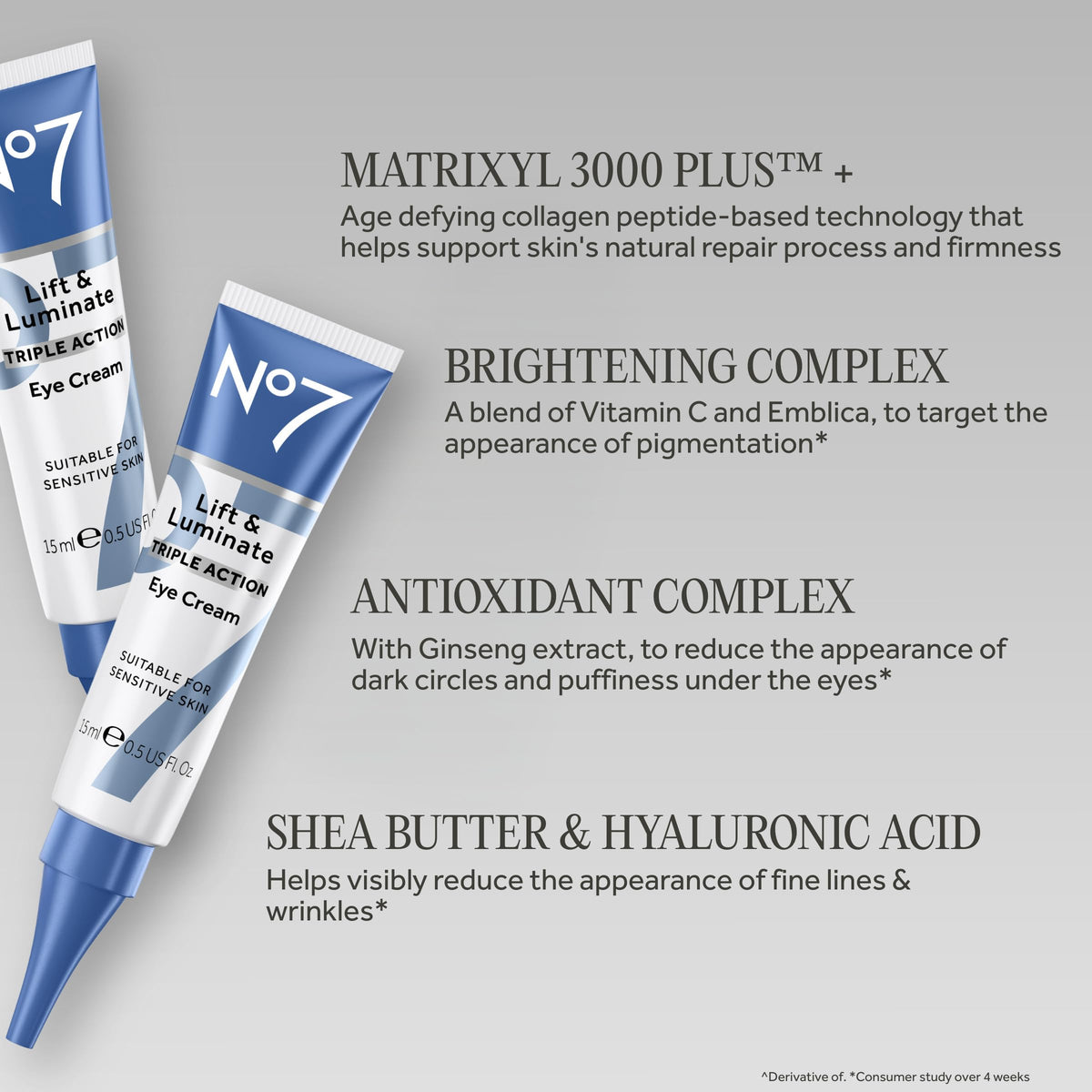 No7 Lift & Luminate Triple Action Under Eye Cream, 0.5 Oz No7