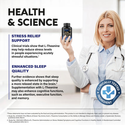 L Theanine 400 mg | L-Theanine Stress Relief | Extra Strength Supplement | Made in USA | Relaxation, Sleep & Calm Support | For Men & Women | Plant Based NUTRAHARMONY