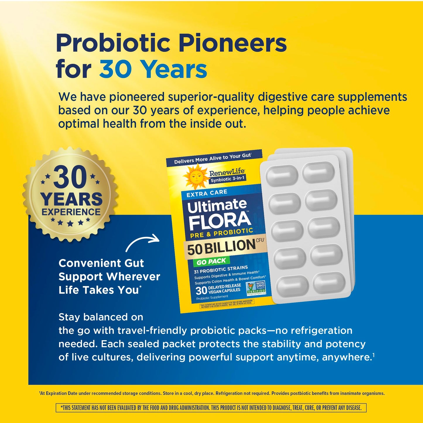Renew Life Extra Care Digestive Probiotic Capsules, 50 Billion CFU Guaranteed, Daily Supplement Supports Immune, Digestive, Respiratory Health(1), L. Rhamnosus GG, Dairy, Soy and Gluten-Free, 90 Count | 90 Vegetarian Capsules | Supports Digestive, Immune Gsupps Australia