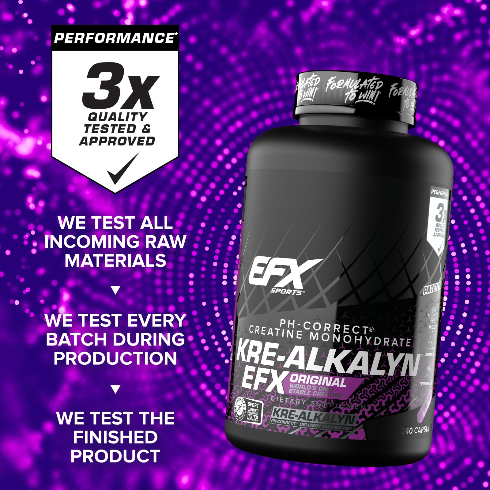 EFX Sports Kre-Alkalyn EFX | pH Correct Creatine Monohydrate Pill Supplement | Strength, Muscle Growth & Performance | 120 Servings, 240 Capsules EFX Sports buy australia supplements