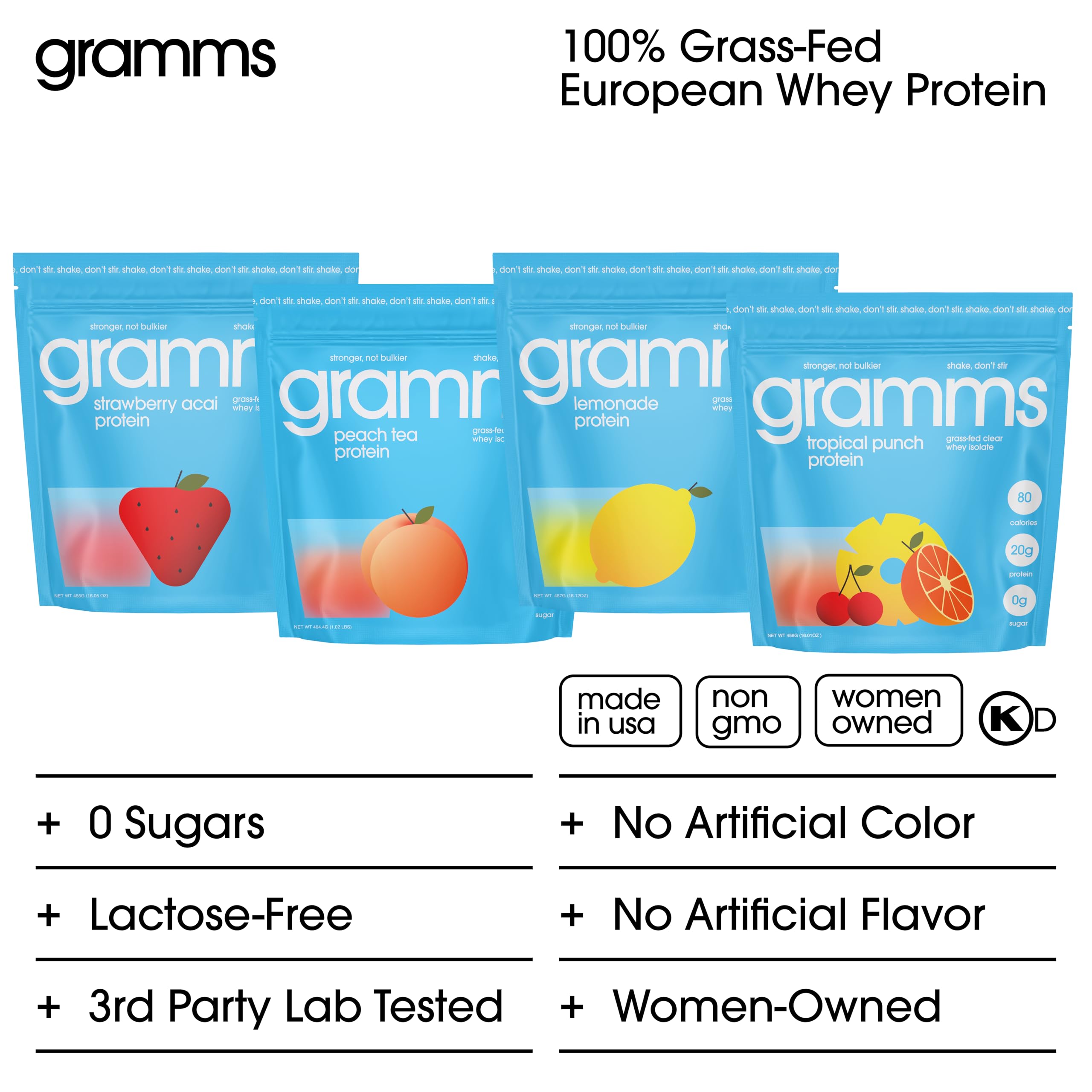 GRAMMS Clear Protein Powder 20G Protein for Women & Men | Lactose Free, Grass-Fed Whey Isolate, Gluten Free, Zero Sugar, Gut Friendly, Non-Bloating GRAMMS buy australia supplements
